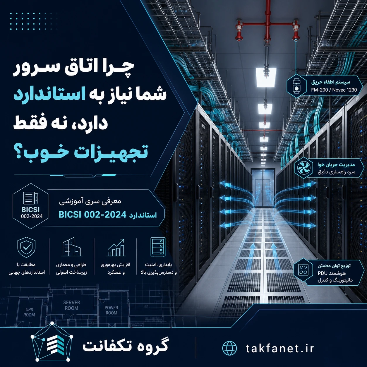 چرا استاندارد BICSI 002-2024 در طراحی دیتاسنتر و اتاق سرور اهمیت دارد؟